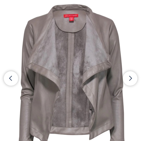 Saks faux leather grey jacket with open front - Picture 1 of 6